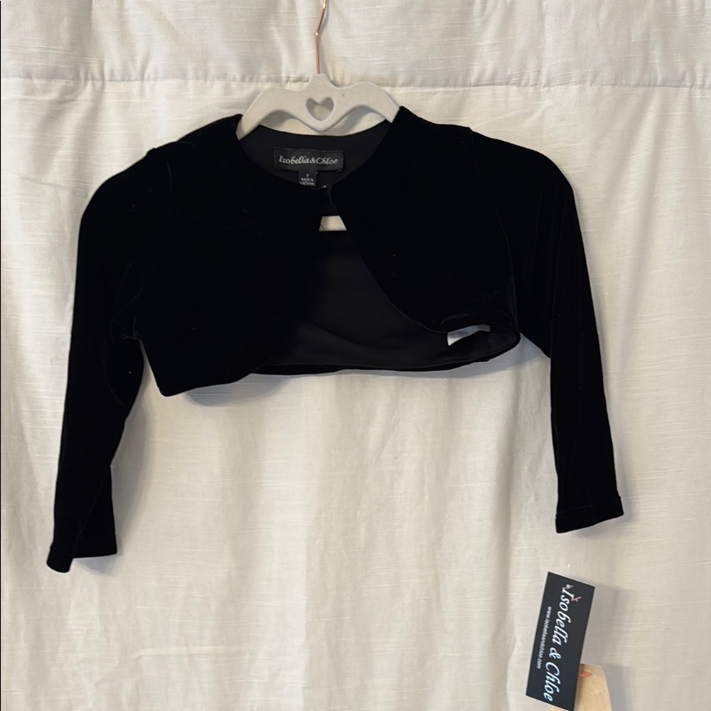 Isobella & Chloe Black Fitted Crop Sweater 3/4 Sleeve